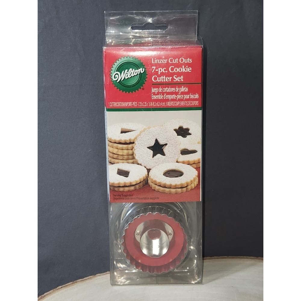 Wilton Linzer Cut Outs Holiday Cookie Cutter Set-7 Piece/6 Shapes~NEW IN PACKAGE